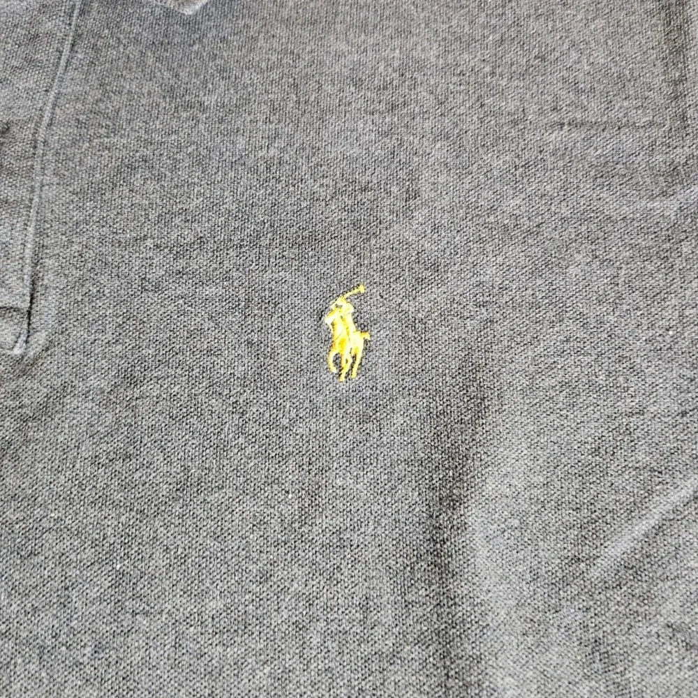Polo Ralph Lauren Mens XL Gray Short Sleeve Pique Polo Shirt Yellow Pony Logo